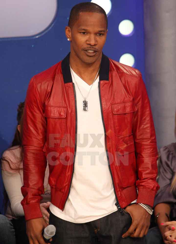 Jamie Foxx Red Leather Jacket